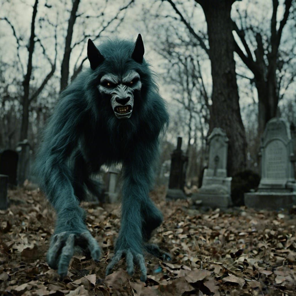 Werewolf Prowls Cemetery in Tennessee: Cinematic Still