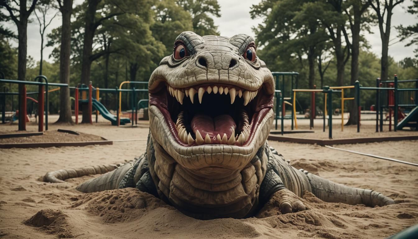 A Terrifying Sandwurm Waits on a Playground