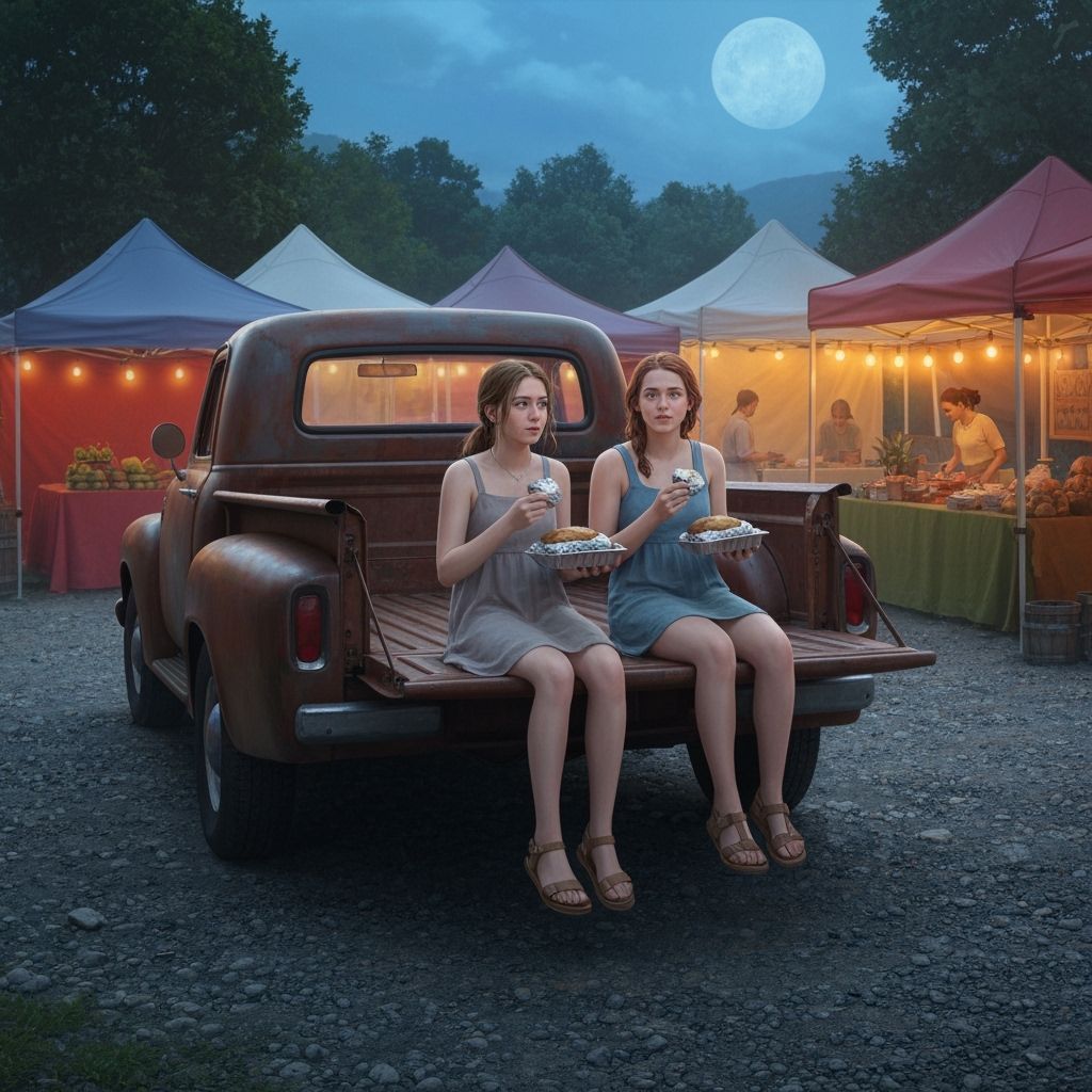 Girls at Farmer's Market in Fantasy Concept Art Style