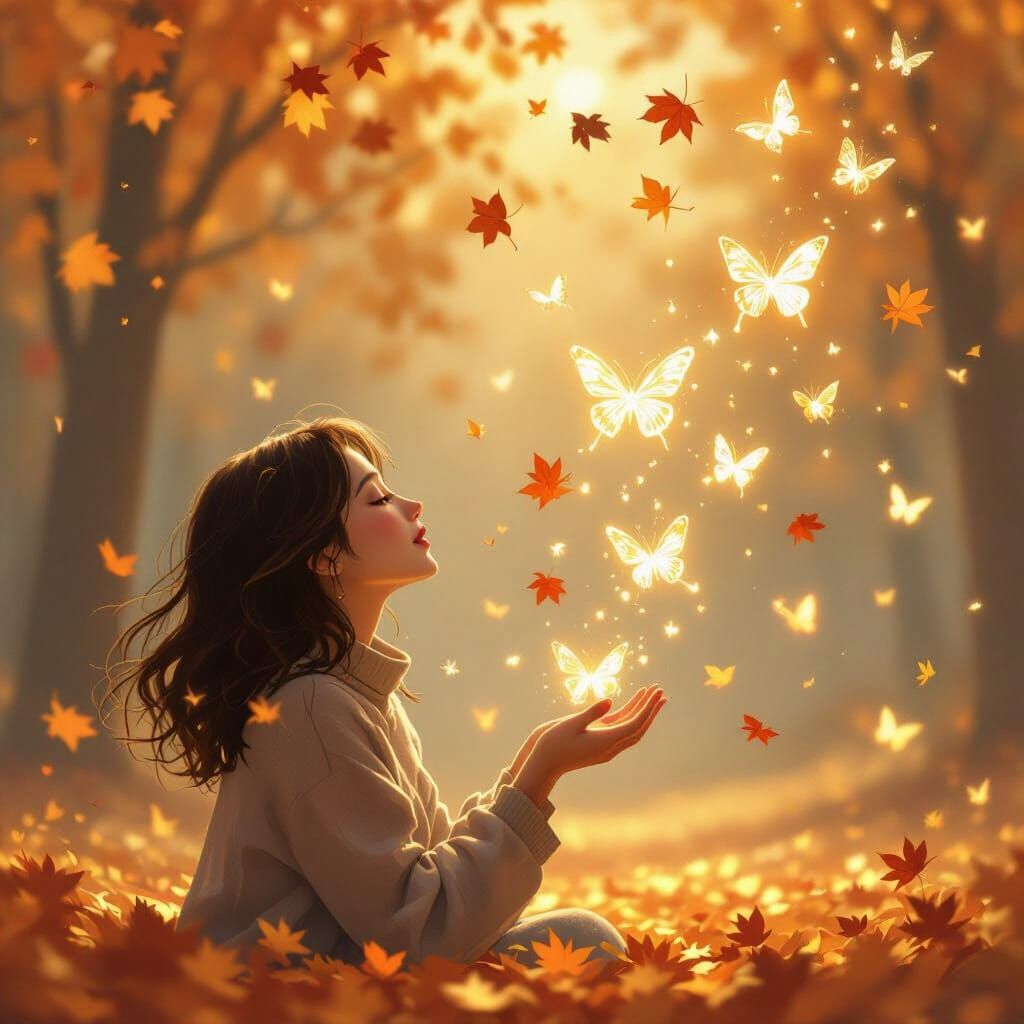 Glowing Butterflies Emerge in Golden Light