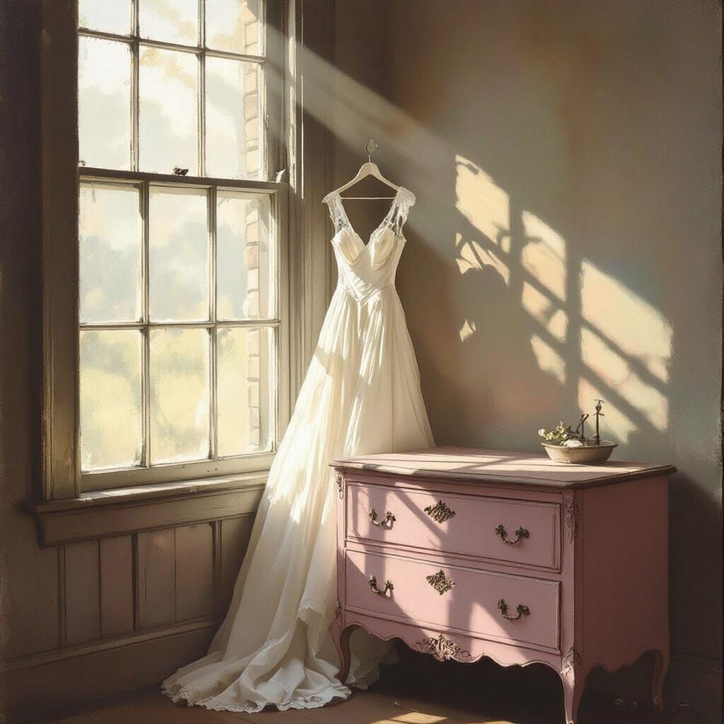 Antique Pink Dresser in Sunlit Room