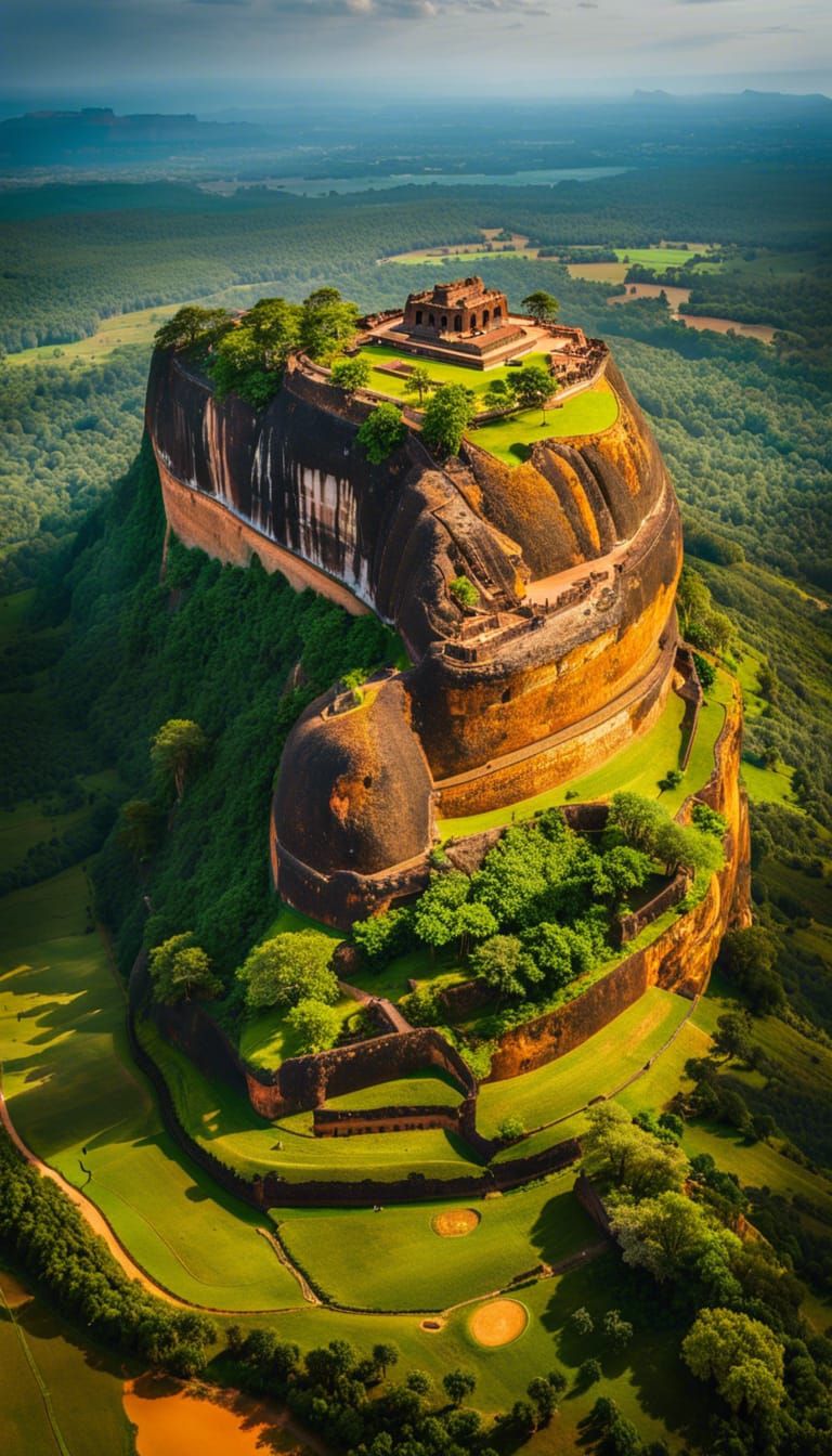Aerial View of Sigiriya Rock Fortress, Sri Lanka