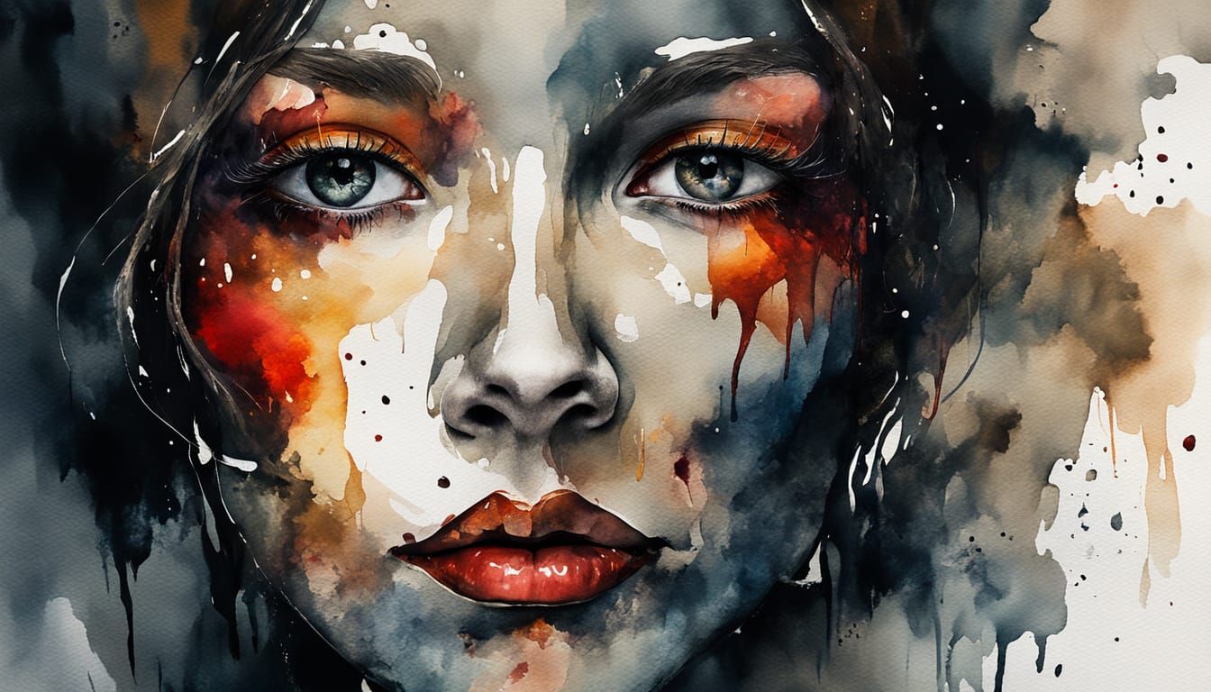 Abstract Watercolor: Devil's Touch in Expressionism