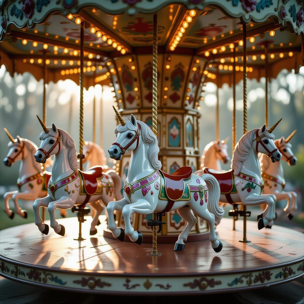Vintage My Little Pony Carousel with Lifelike Horses