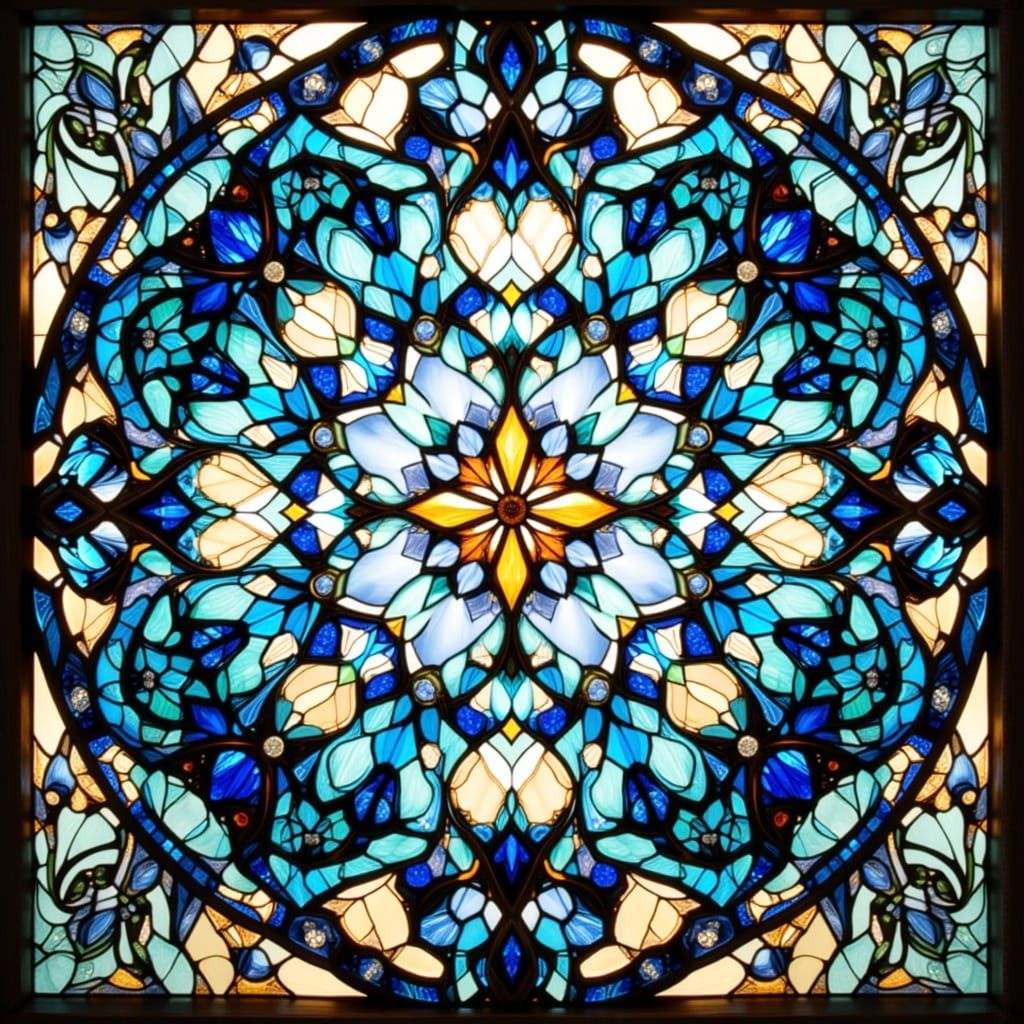 Beautiful Stained Glass Snowflake Window Art