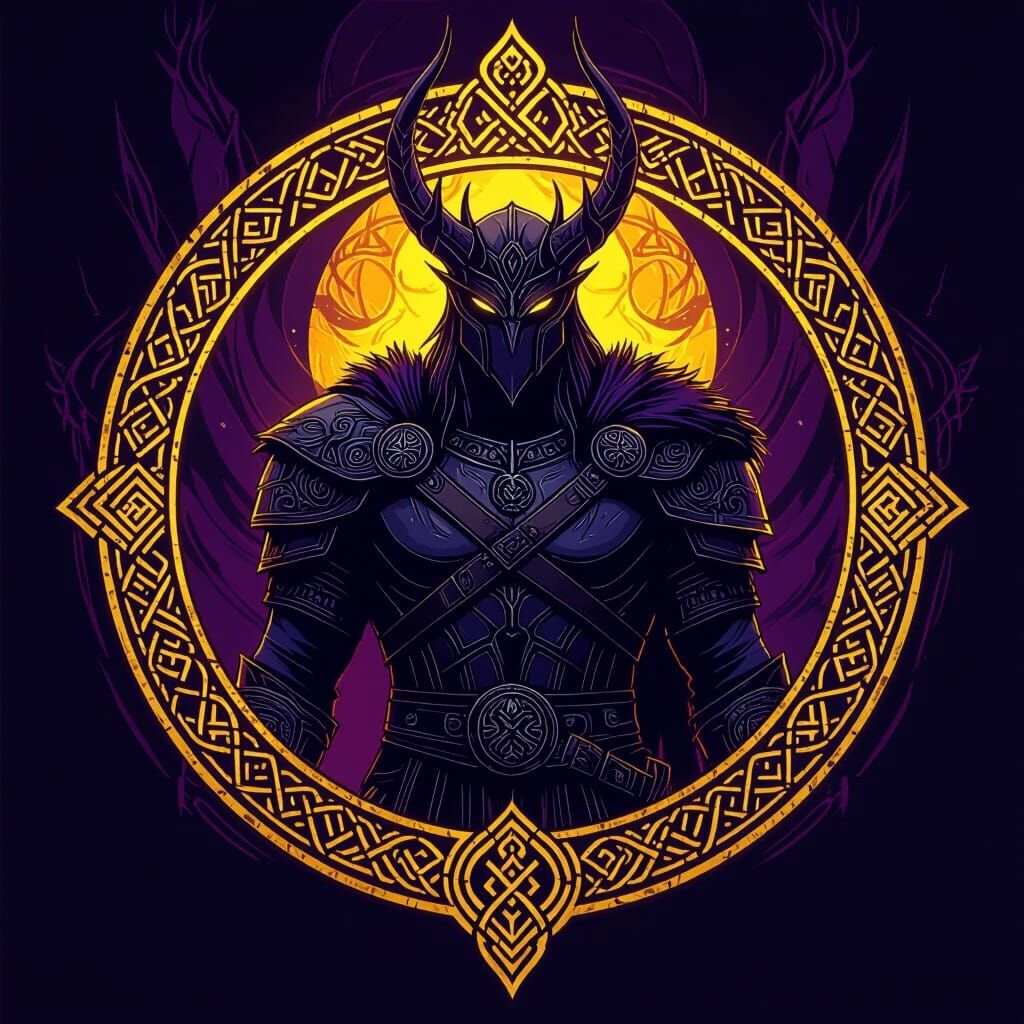 Norse Guild Emblem with Nidhogg and Runes