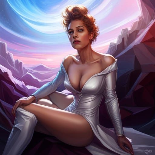 Sci-Fi Queen and Barbarella Portrait in Hyperdetailed Style