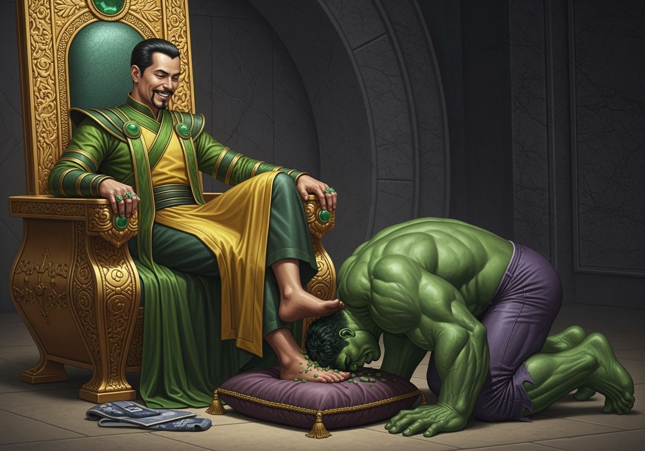 Mandarin Tramples Hulk in Marvel Comics Style