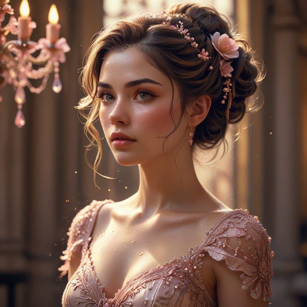 Elegant Young Woman in Splash Art Style