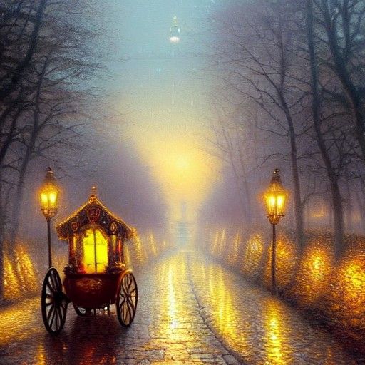 Golden Pumpkin Carriage in Gothic Style