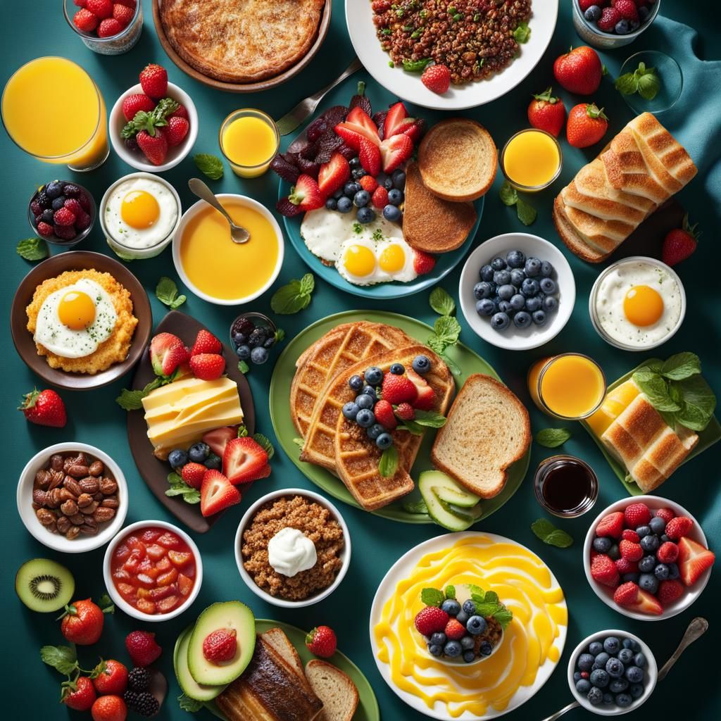 Hyperrealistic Brunch: A Delicious Food Combination