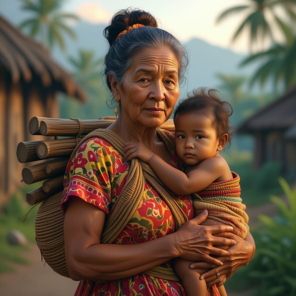 Optical Illusion of Papua New Guinean Mother with Child and ...