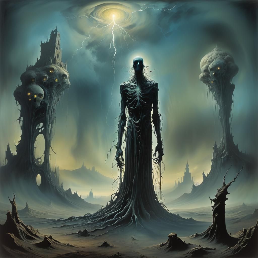 Surreal Grimdark Shadowrealm Dreamscape by Dalí and Burton