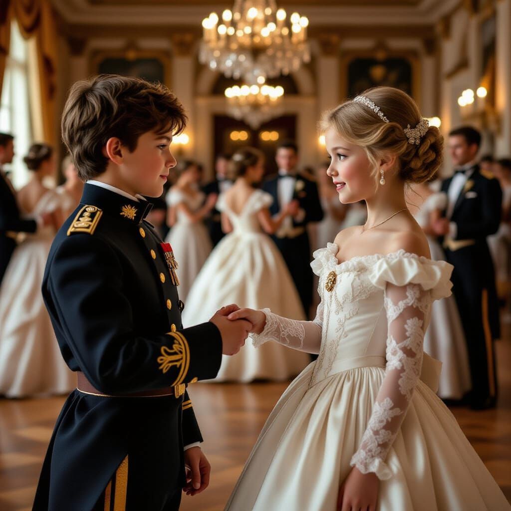 Victorian Cadet Asks Girl to Dance at Academy Ball