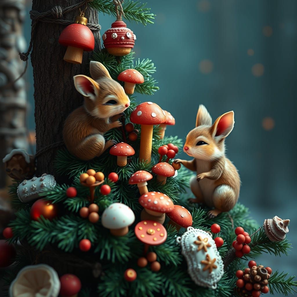 Whimsical Forest Creatures Adorn Christmas Tree with Edible...