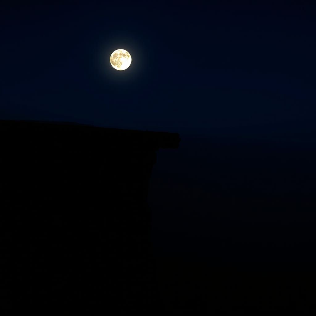 Cliffside Serenity: Two Moons Illuminate the Night