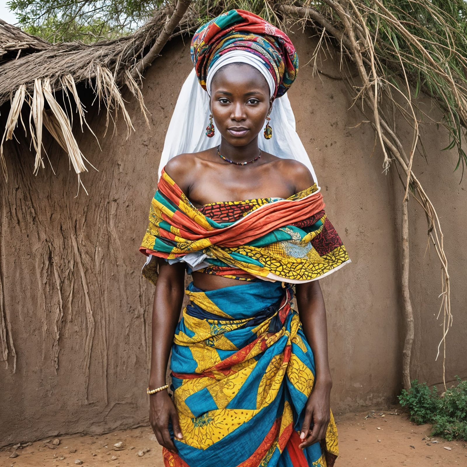 Gambian Woman in Traditional Dress, Hyperrealistic Art