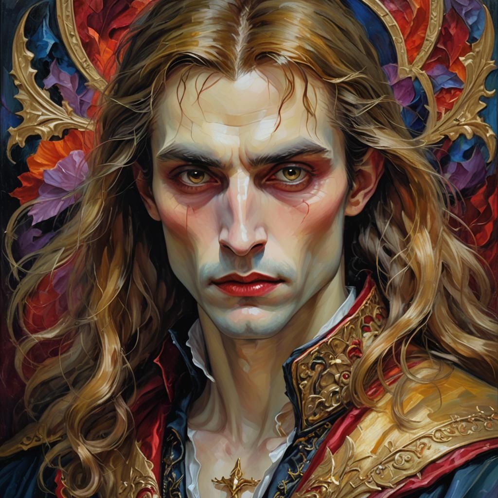 Vampire's Tender Gaze: A Pre-Raphaelite Love Scene