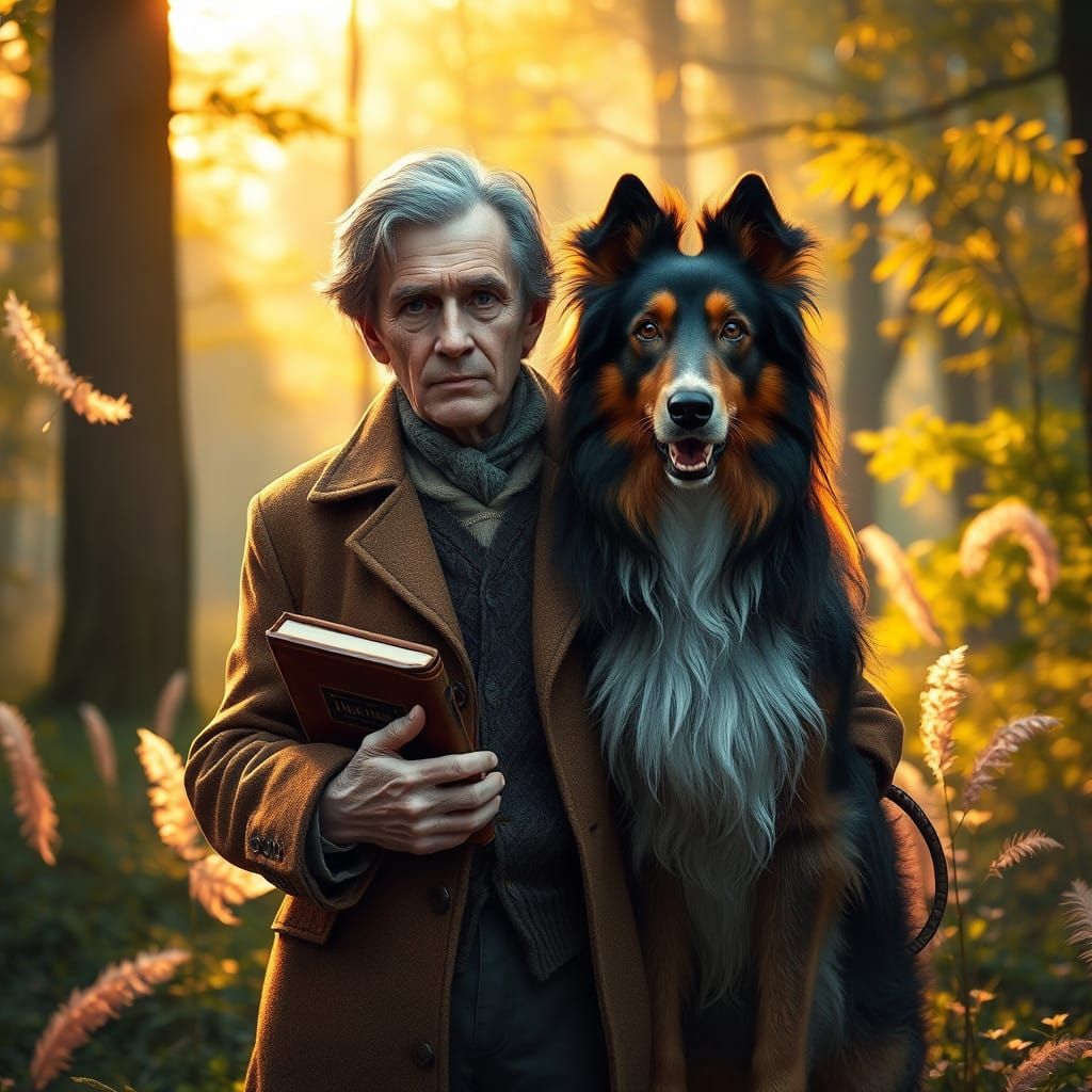 Rustic Gentlemen and Lassie in Whimsical Forest Realm