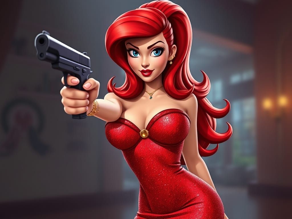 Jessica Rabbit with Gun, Animated and Detailed