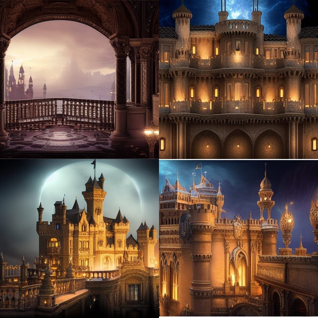 Dramatic Castle Balcony at Night: Digital Matte Painting