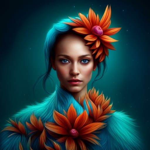 Cute Blue Fluffy Bird in Pixel Art Style