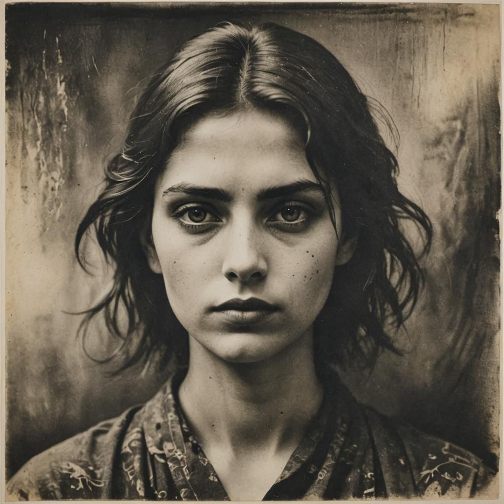 Female Portrait in Bromoil Print Style