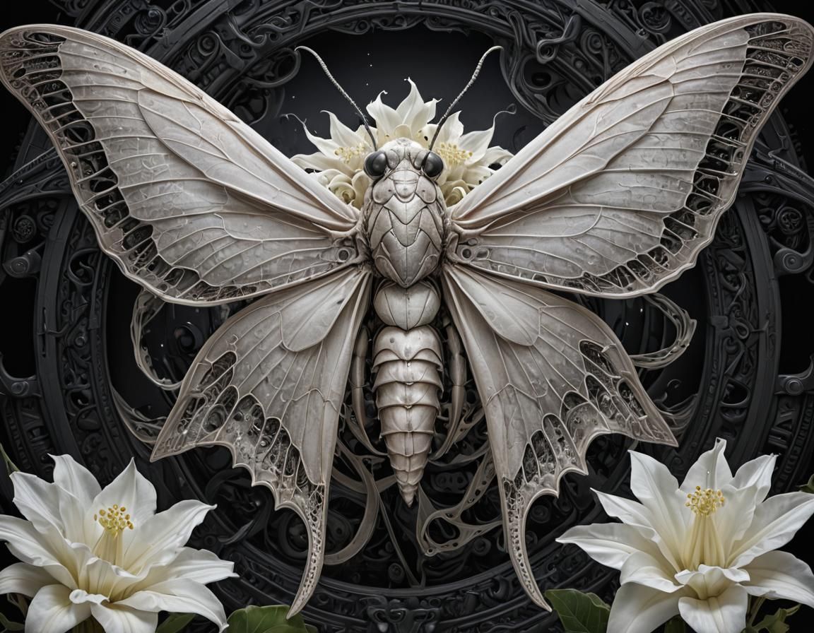 "Hawk-Moth" on Datura Blossom #3