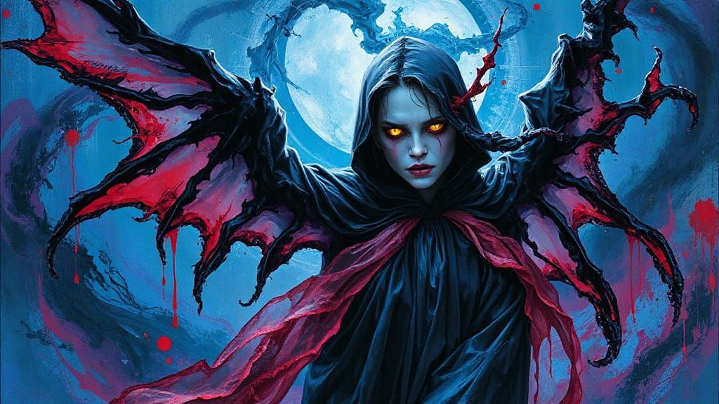 Vampire in a Vibrant Liquid Painting Aesthetic