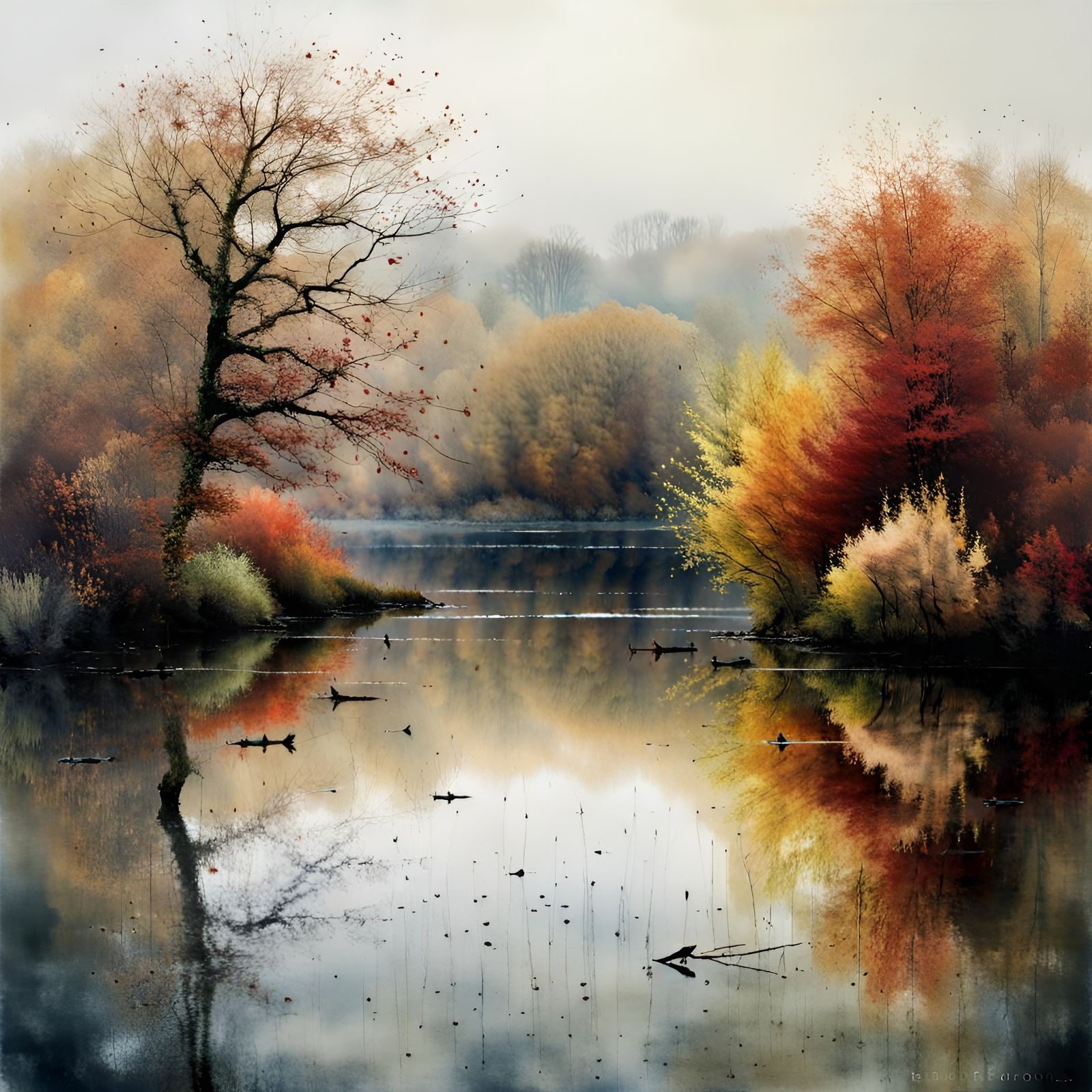 Autumn Lake Landscape by Stewart Edmondson