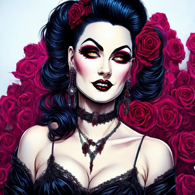 Rockabilly Vampiress in Vintage Style