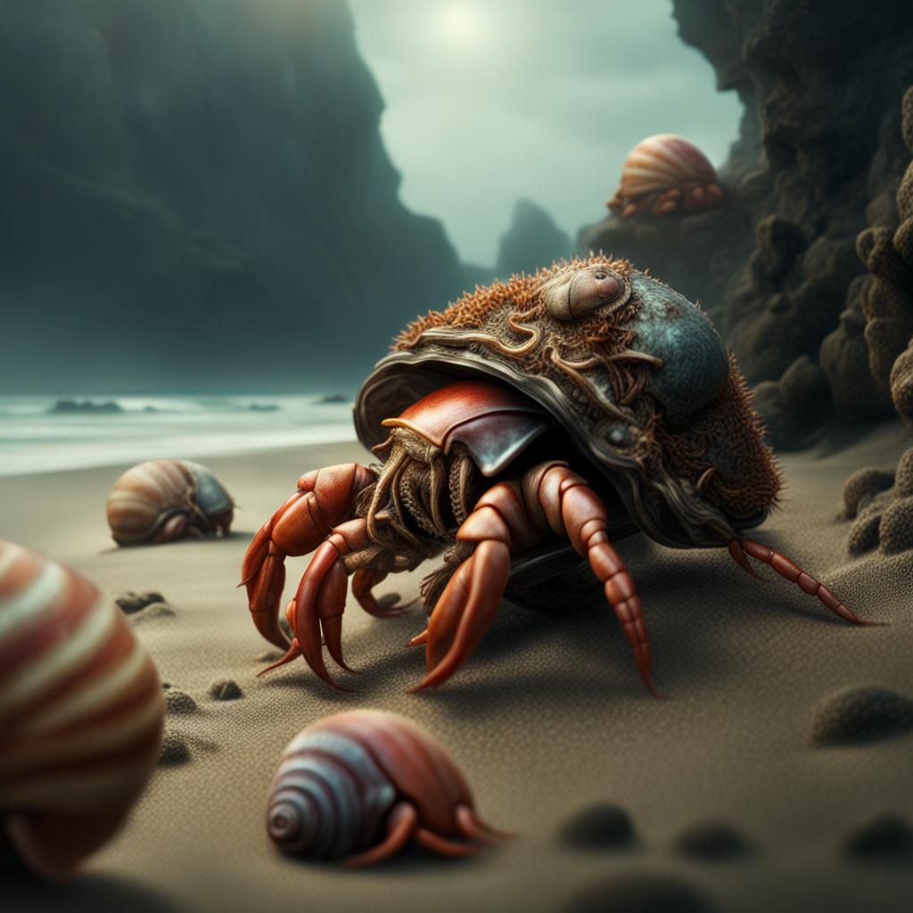 Dramatic Hermit Crabs in Digital Matte Painting
