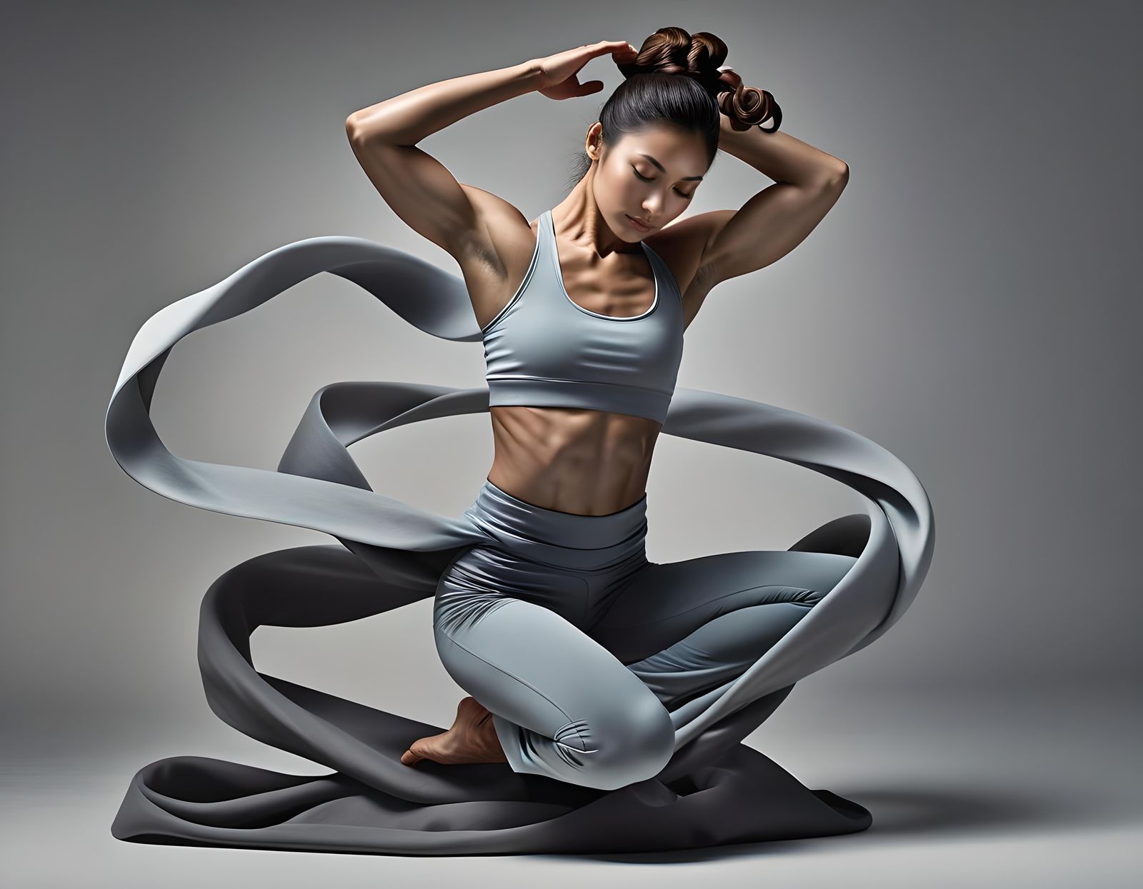 Expressive Yoga Performer in Dynamic Pose