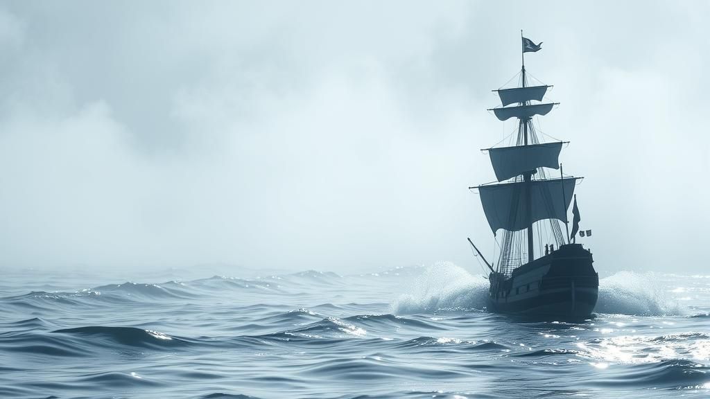 Foggy Pirate Galleon on Misty Seas