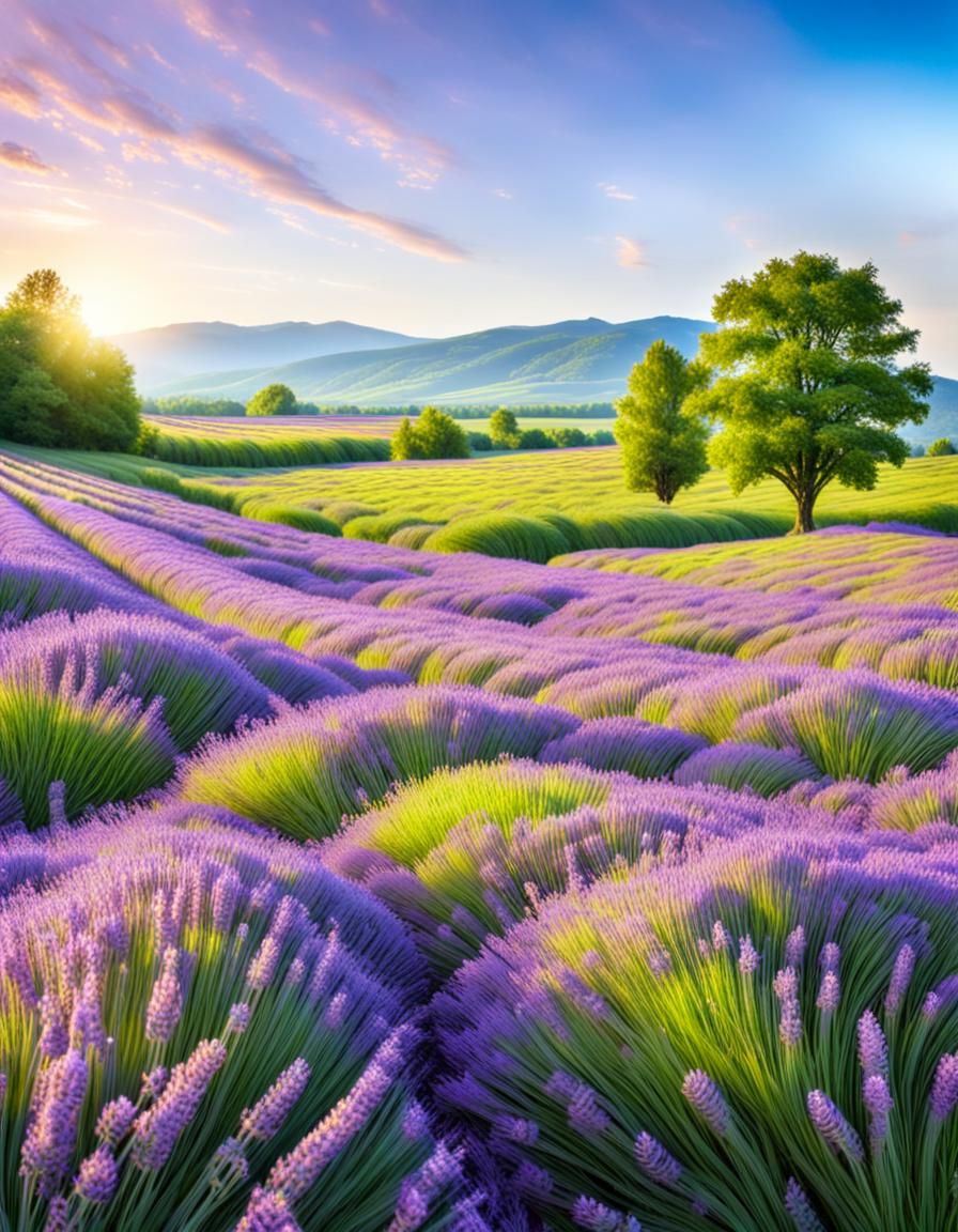 Lavender Field in Spring: A Serene Landscape Photograph