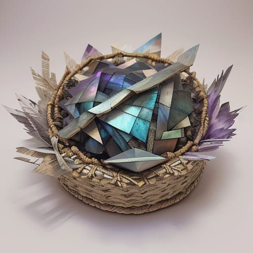 Mi'qmaq Baskets and Drums in Papercraft Style