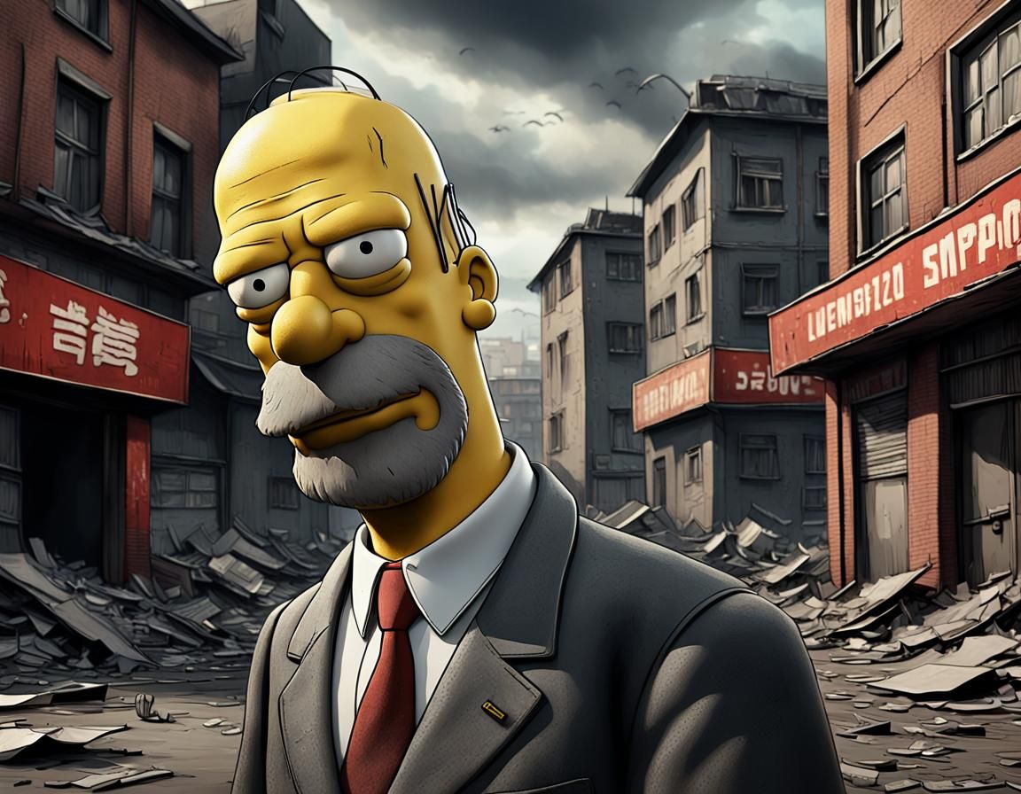 Homer Simpson as Communist Lenin in Dark Fantasy Art