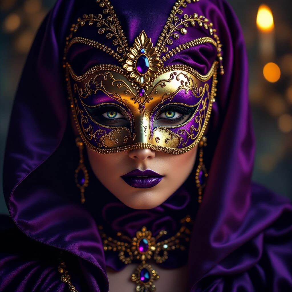 photo realistic image of a person adorned in an intricate ma...