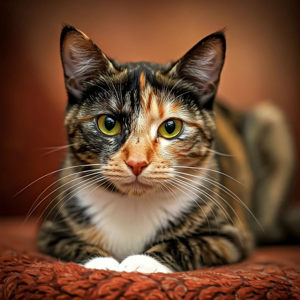 Calico Cat Lounging, Loish-Inspired Digital Art