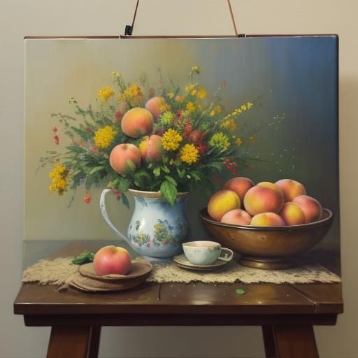 Inviting Table Setting in Warm Oil Painting