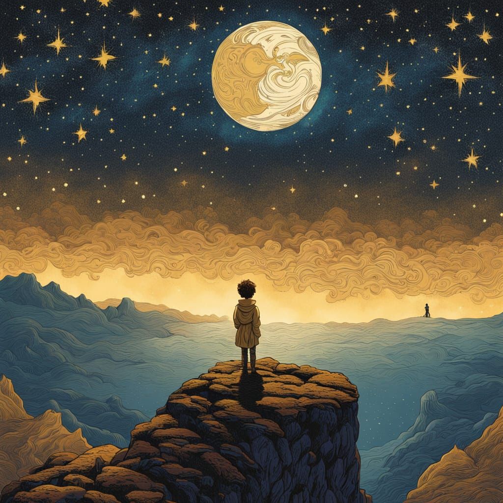 Lone Prince Contemplates the Cosmos in a Golden Age Style