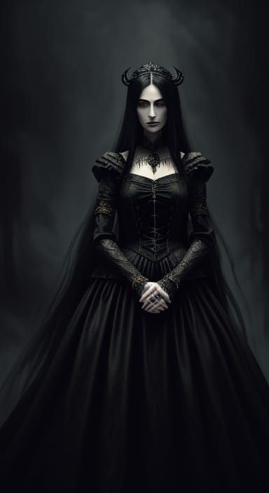 Vampire Goddess in Gothic Oil Painting Style