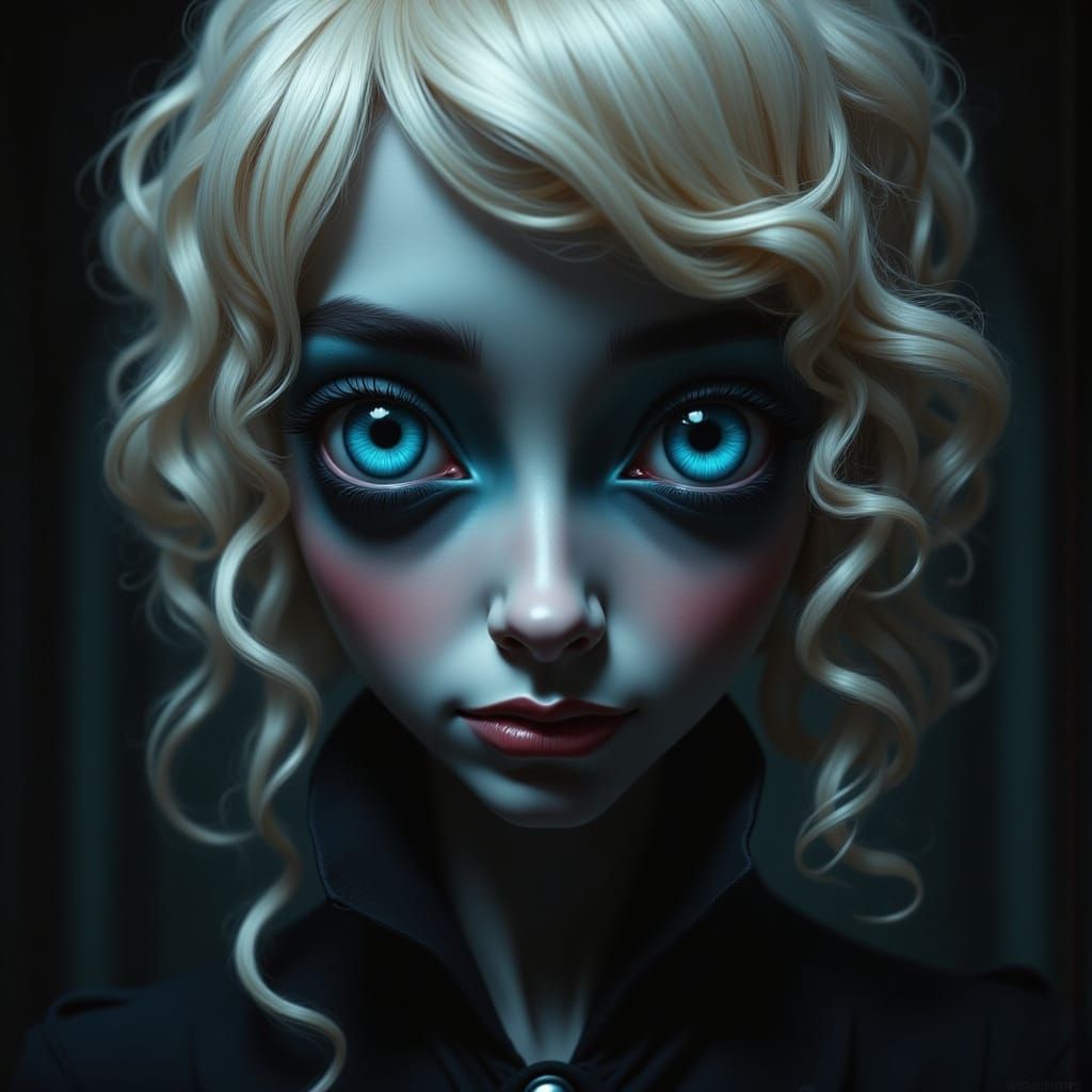 Surreal Blonde Woman with Spiraling Eyes
