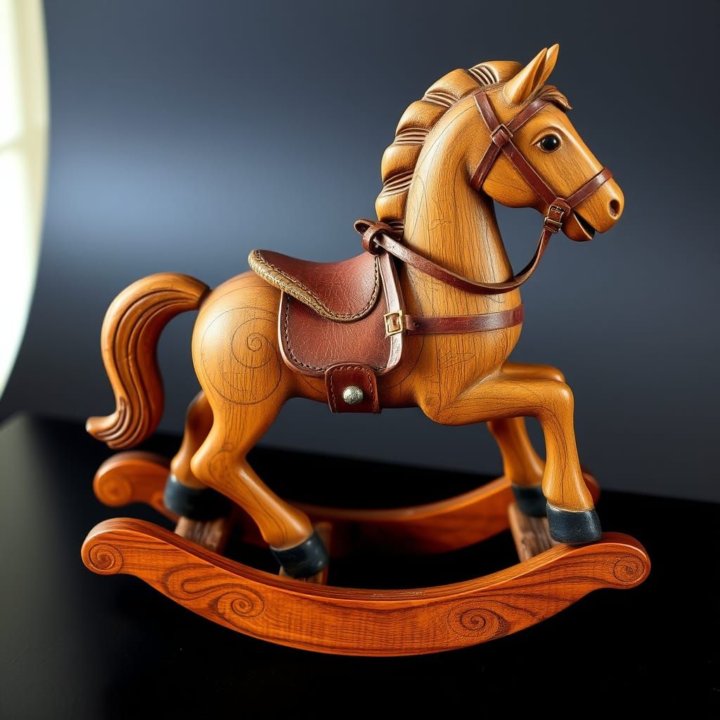 Rustic Carved Rocking Horse in Vintage Style