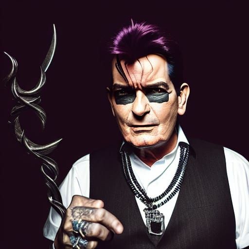 Gothic Pop Art Portrait of Charlie Sheen