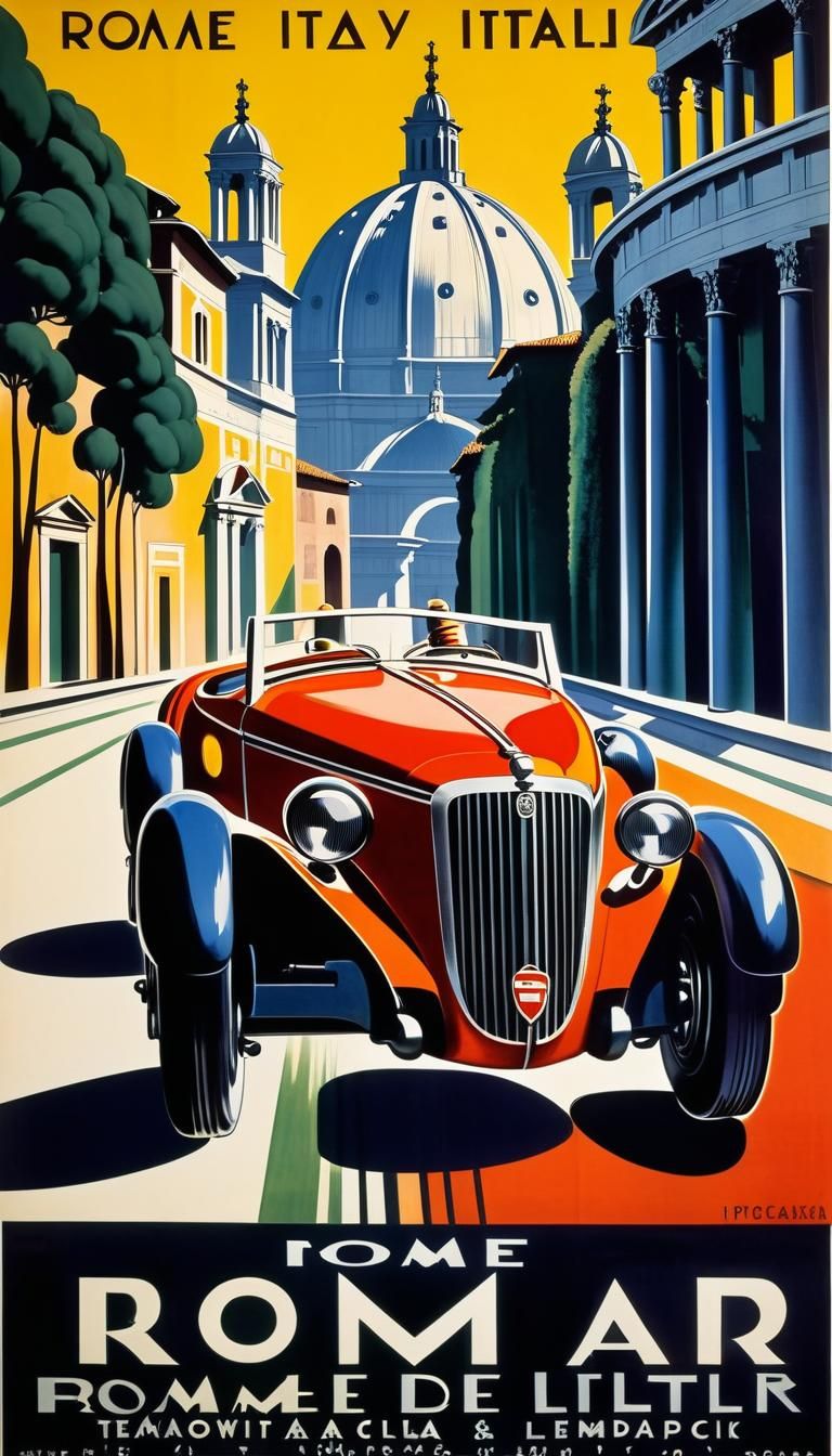 Art Deco Travel Poster of Rome, Italy