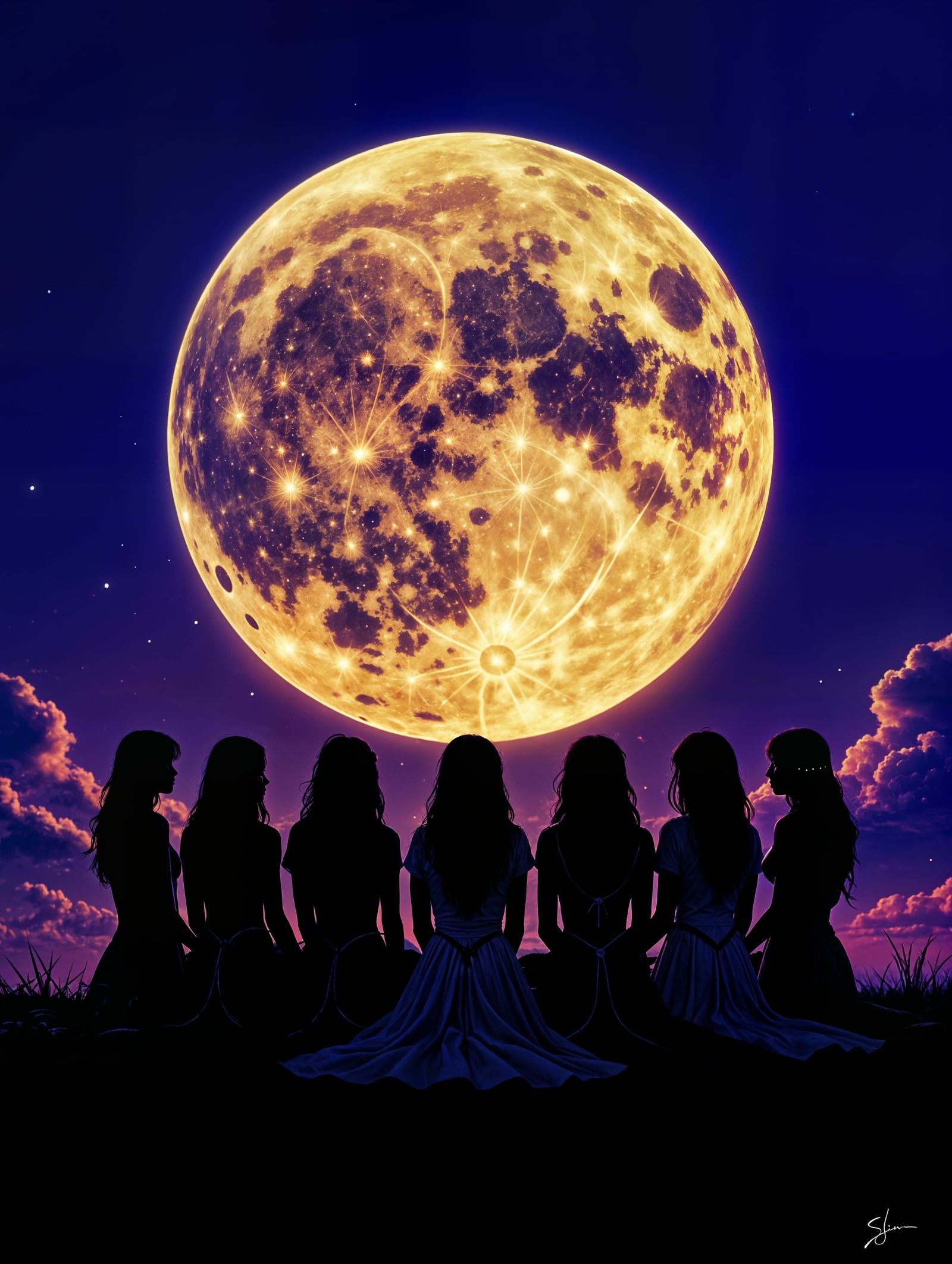 Zodiac Signs Circle with Moon in Realism Style