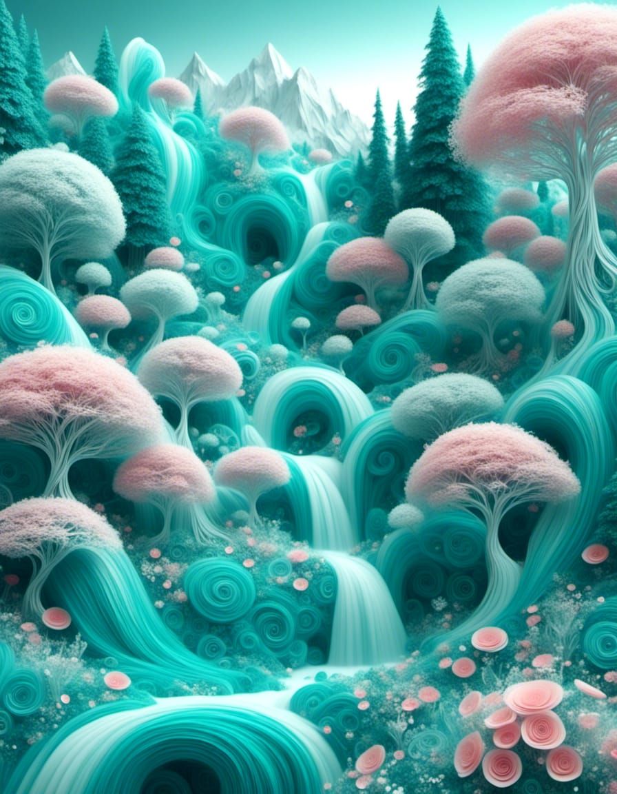 Bioluminescent Fractal Flowers with Abstract 3D Shading