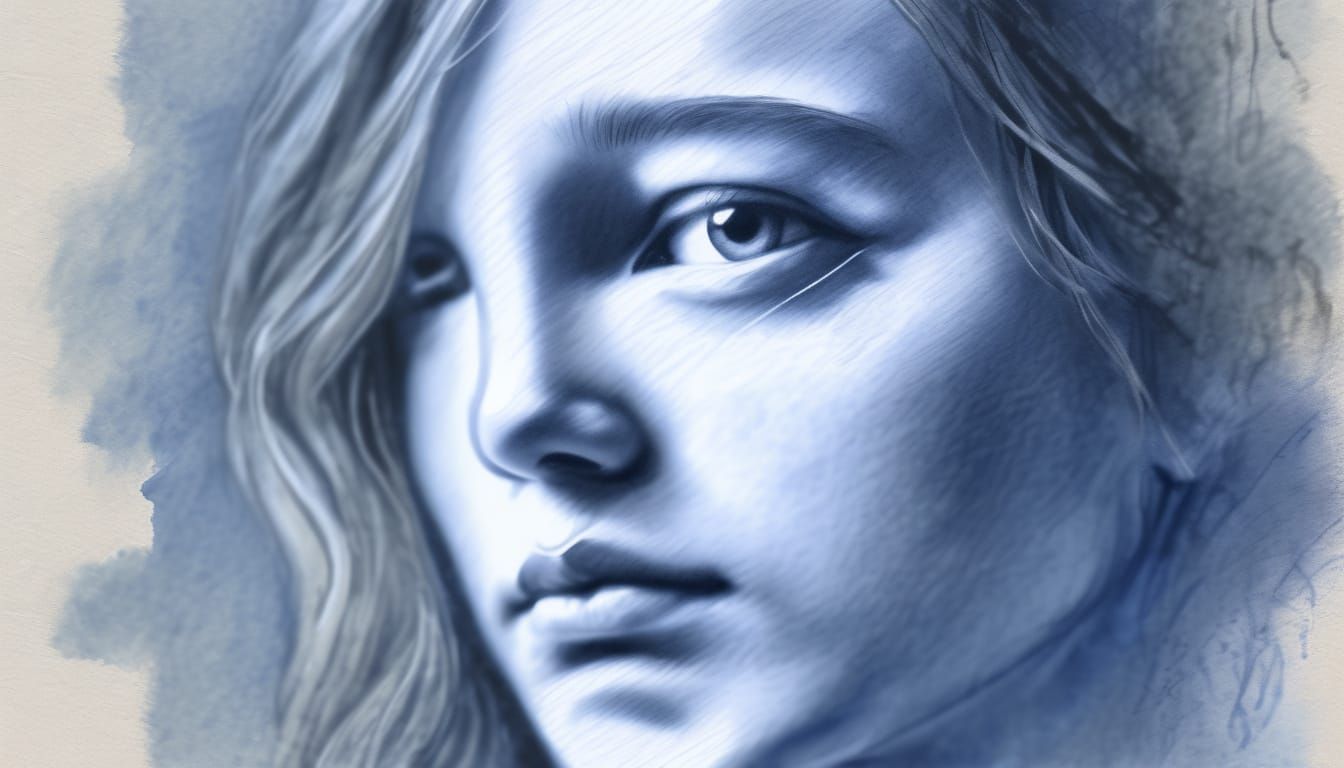 Watercolour Portrait with Charcoal Outline