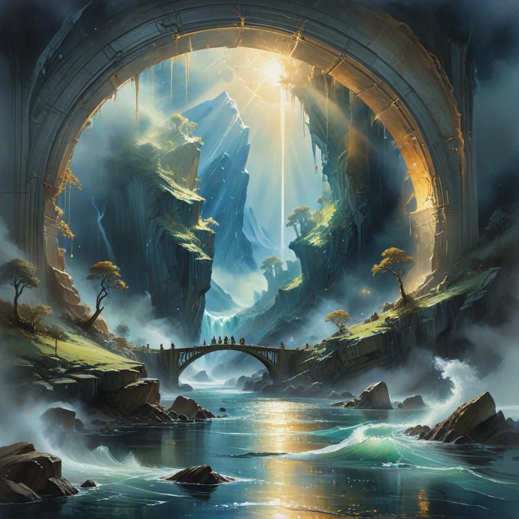 Ethereal Asgardian Realms Unfold in Dreamy Watercolor